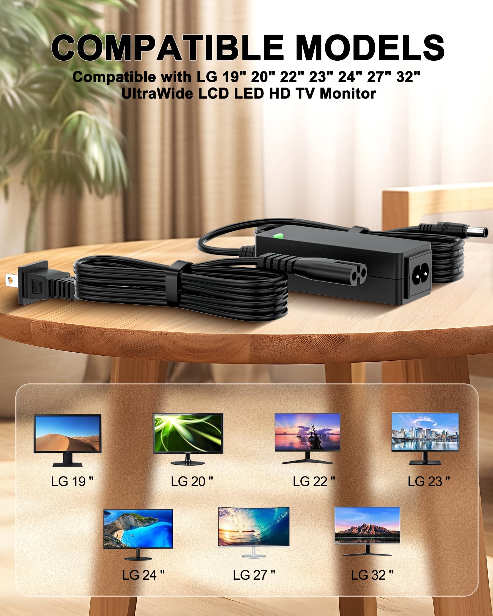 RYO19様用 Amazon.com: 19V for LG Monitor Power Cord Compatible with LG